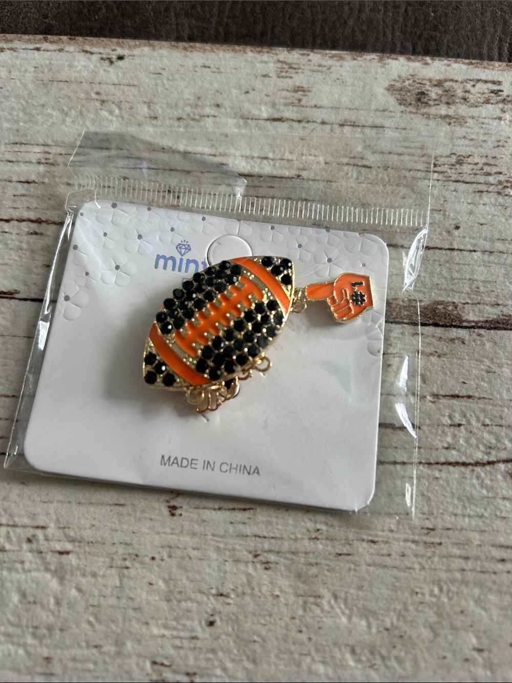 5/$25 Mini Brand Orange and Black Football Lapel Pin